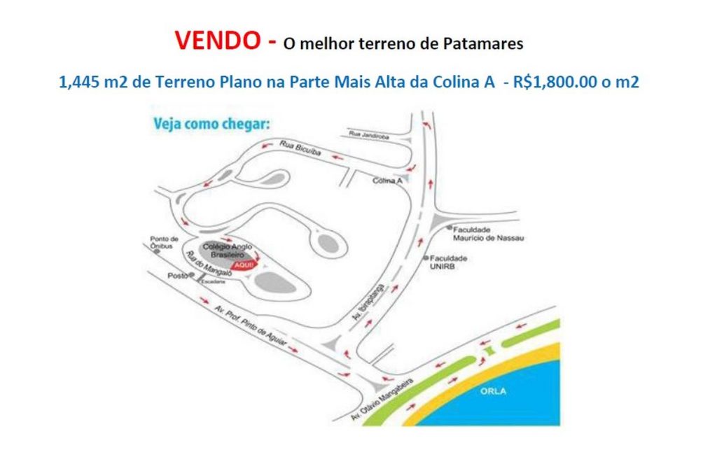 Terreno a venda em Patamares com excelente preço. Terreno a venda em Patamares com excelente preço.