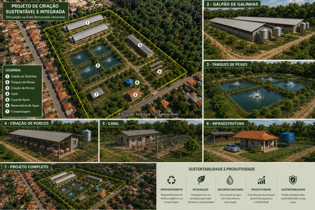 Projeto Rural Integrado: Produção de Aves, Peixes, Suínos, Cultivo Orgânico e Canil em uma Única Propriedade